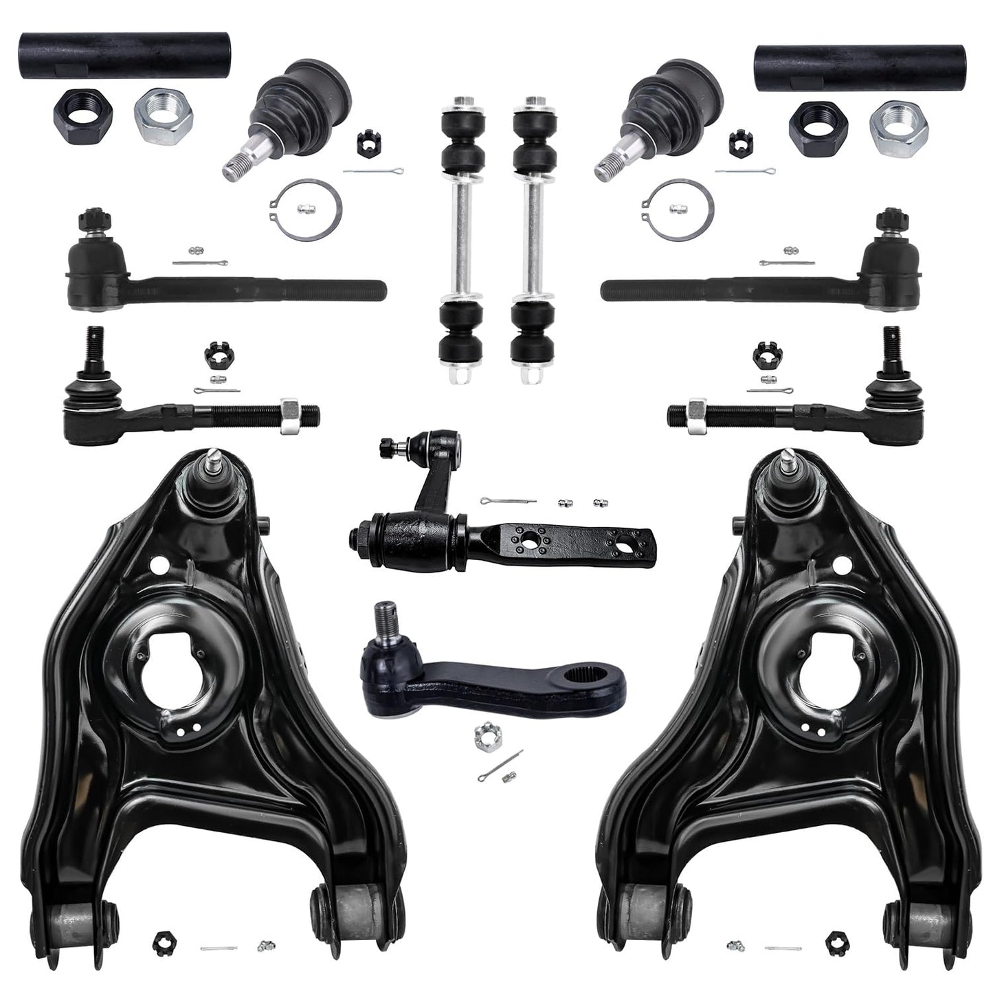 Detroit Axle - New 14-Piece Front Suspension Kit fits 2WD ONLY- (2) Front Lower Suspension Control Arms & Ball Joints, (2) Front